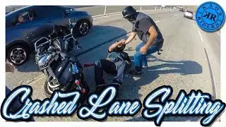Biker Crashes While Lane Splitting | Close Calls & Incidents