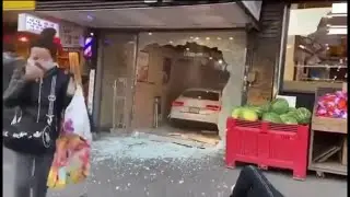 Audi driver rams his car into a store