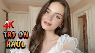 (4K) Try On Haul Transparent White Mesh Lingerie | Summer Fashion Micro Bikini Trend 2025