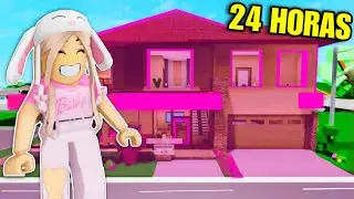 😱VIVIENDO EN UN MUNDO ROSA POR 24 horas en Brookhaven Roblox