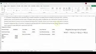 Chapter 11 Problem 18 CFIN7 Excel