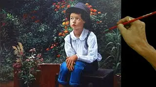 Acrylic Landscape Painting in Time-lapse / Portrait of A Child Sitting / JMLisondra
