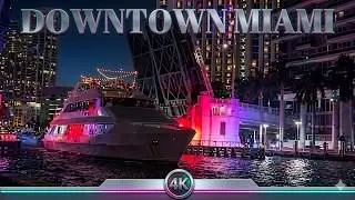 LUXURY YACHTS & DOWNTOWN MIAMI SKYLINE WALK, STUNNING WATERFRONT VIEWS 4K UHD MIAMI FL USA