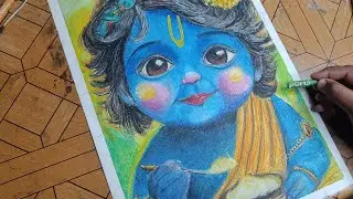 Finally completed, krishna drawing with oil pastel 