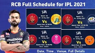 IPL 2021 - Royal Challengers Bangalore Full Schedule | RCB All 14 Match Schedule ipl 2021
