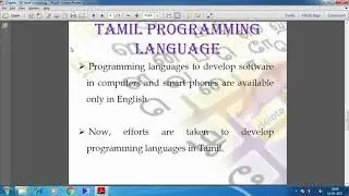 Tamil Translation Applications and Tamil Programming Language.
