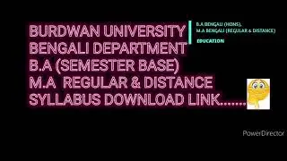 Burdwan University Bengali Syllabus B.A(HONS & GEN),  M.A(REGULER & DISTANCE).
