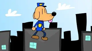 Process of a Dog Man Scene. (He’s also holding a Grappling Gun, By the Way.)