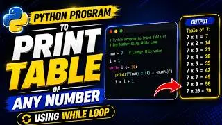 Python Program to Print Table of Any Number Using While Loop