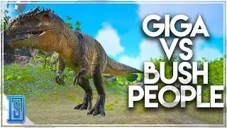 Ark:Survival Evolved -PLAY AS A DINO!- GIGA VS BUSH PEOPLE/TRIKE MINIGUN!