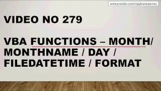 Learn Excel - Video 279- VBA Functions Month FileDateTime MonthName
