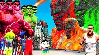 Franklin Found ALL AVENGERS And Fight With GIANT TITANS In GTA5 | GTA5 Avengers