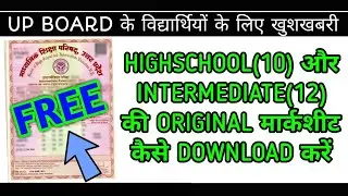 How to Download Original Highschool & Intermediate Mark sheet FREE | UP Board sachin saxena