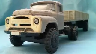 Масштабная модель ЗИЛ-130В1 седельный тягач с полуприцепом ОдАЗ-885 