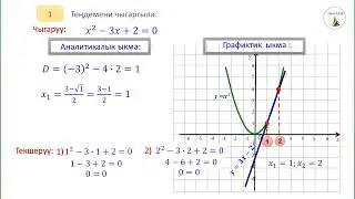 Алгебра. 8-класс. Теңдемени  графиктик ыкма менен чыгаруу