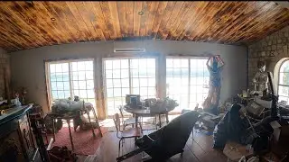 Trimming out sliding doors at the castle!!