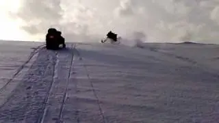 Snowmobiles up in the Romanian mountains