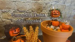 Pumpkin Twins doll repaint (Fall / Halloween custom)