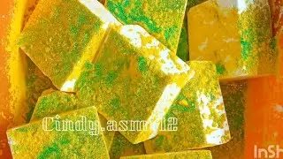 fresh gym chalk blocks and holi powder glitter 💛💚🤍✨ #freshgymchalk #asmrsounds #crunchyasmr #asmer
