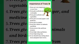 Essay on Importance of Trees, 10 lines on importance of trees in English 