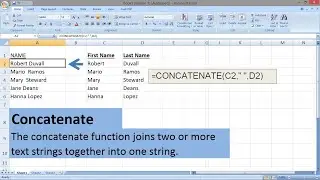 THE CONCATENATE FUNCTION JOINS TWO OR MORE TEXT STRINGS TOGETHER INTO ONE STRING