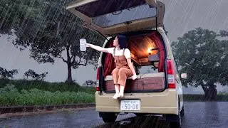 Heavy Rain Car Camp for Disaster Preparedness.