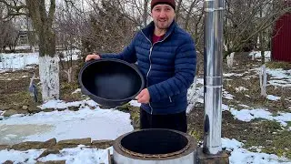 Обжиг и прокаливание Чугунного Казана. Без соли.
