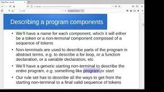 Context free grammars and language parsing