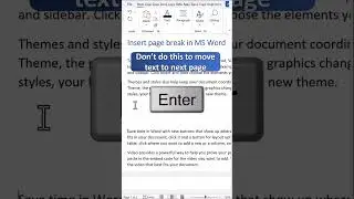 insert page break in MS Word | Word Tips and tricks | #shorts
