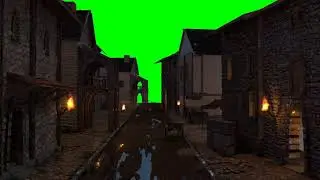 Medieval Village at Night - green screen effect
