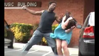 Stupid guy hits girlfriend!