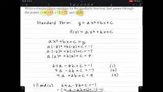Precalculus. Finding a Quadratic Function that Satisfies Three Points.