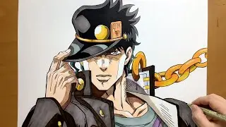 How to Draw Jotaro Kujo from JoJo's Bizarre | step by step | Draw anime | JOJO | Jotaro Kujo
