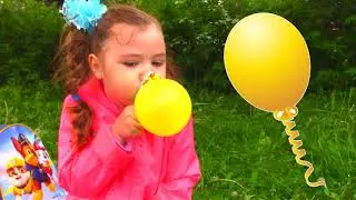Vlog Nastya blowing balloons and showing sweets. Colorful balloons video for children.
