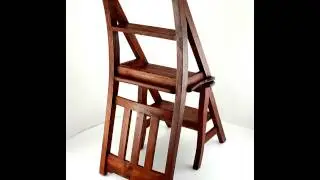 RETRO-NABYTEK.cz - Jídelní dřevěná židle schůdky antik, masiv teak schůdky, skládací schody