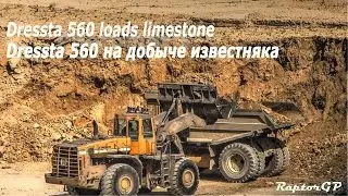 Big Dressta 560 loads limestone. Погрузчик Dressta 560 на добыче известняка