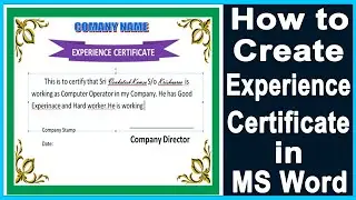 How to Create Experience Certificate in MS Word in Telugu  || Venkitechnology
