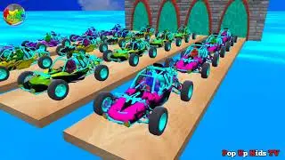 Fun Learn Colour ATV And Spiderman vs Hulk vs Iron Man vs Joker | fountain crossing