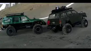Axial SCX10 II and SCX10s on Spring Creek under I-45