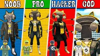 LEGO ART MICROPHONE WOMAN MECHA BOSS - Noob, Pro, Hacker, GOD! | (Skibidi Toilet)