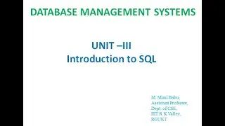 Introduction To SQL   CREATE, SELECT COMMANDS