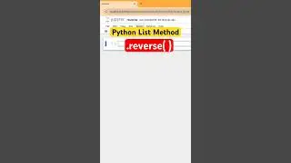 reverse()# Python List Method
