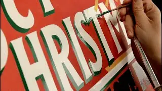 LETTERING a cool Christmas sign | Lettering, Outlining & Shading | Sign Painting tips and how to's