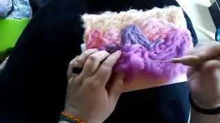 needle felting a purple landscape