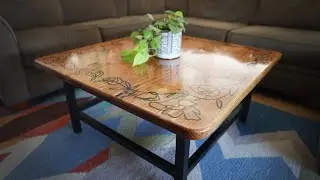 Wood and Metal Coffee Table with Epoxy Inlay