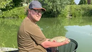 Playing a nice carp on the pole.