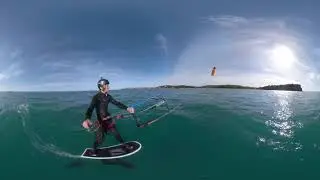 Kite Foiling Downloop Gybe Transition without Stance Change - 360° Video
