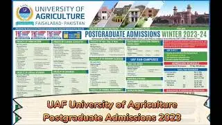 Postgraduate Admissions University of Agriculture Faisalabad UAF * 2023-24*