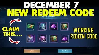 NEW WORKING REDEEM CODE |DECEMBER 7 2020 |REDEEM NOW (WITH PROOF ) |MLBB