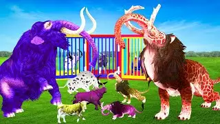Woolly Mammoth vs Monster Lion Attack Cow Deer  Mammoth Vs Giant Lion Animal Revolt Epic Battle